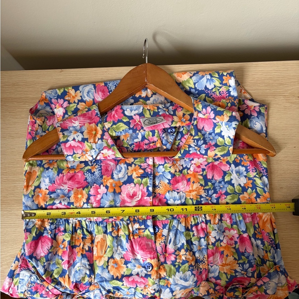 Vintage Laura Ashley Floral Bow Pocket Jumpsuit Romper Small - Picture 11 of 13